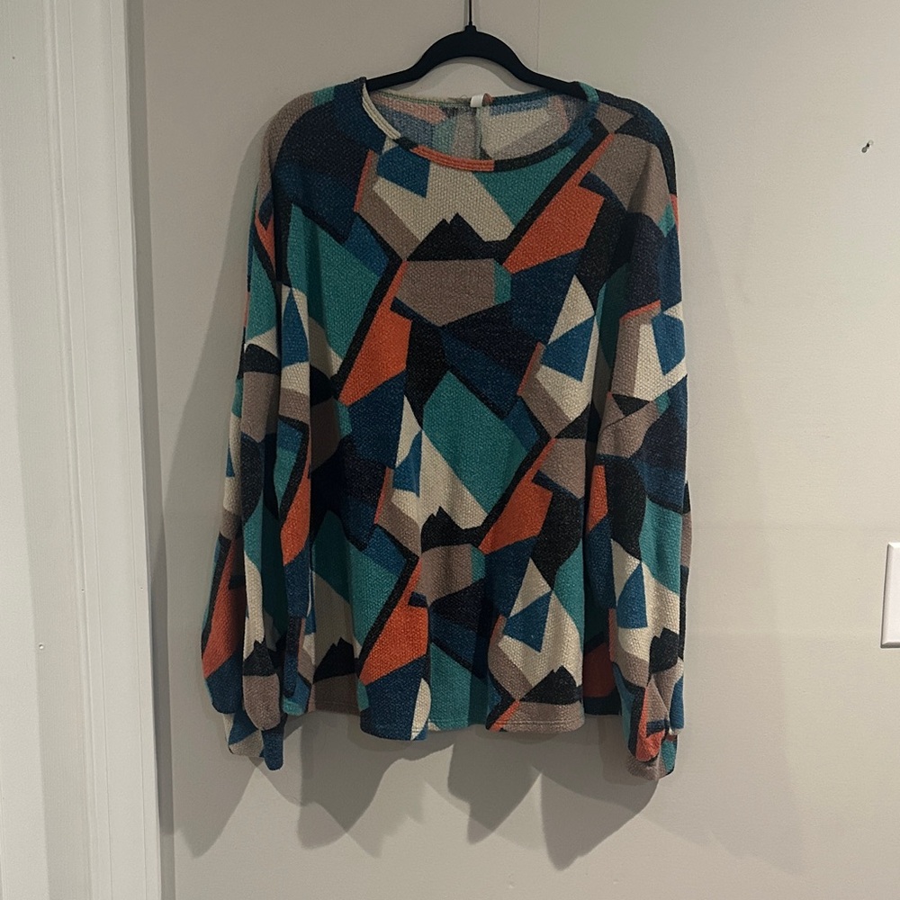 Colorful Geometric Crew Neck Sweater